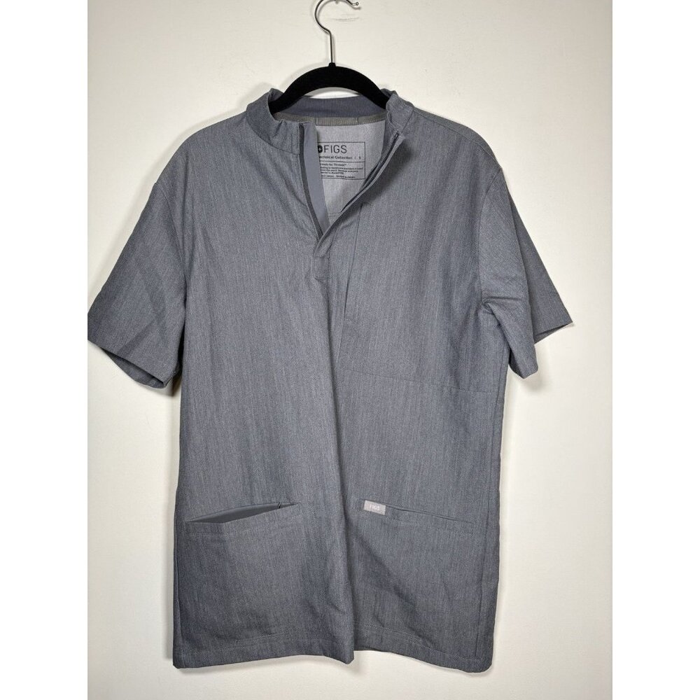 FIGS Technical Collection Casma Medium Graphite Gray V-Neck Scrub Top Size Small